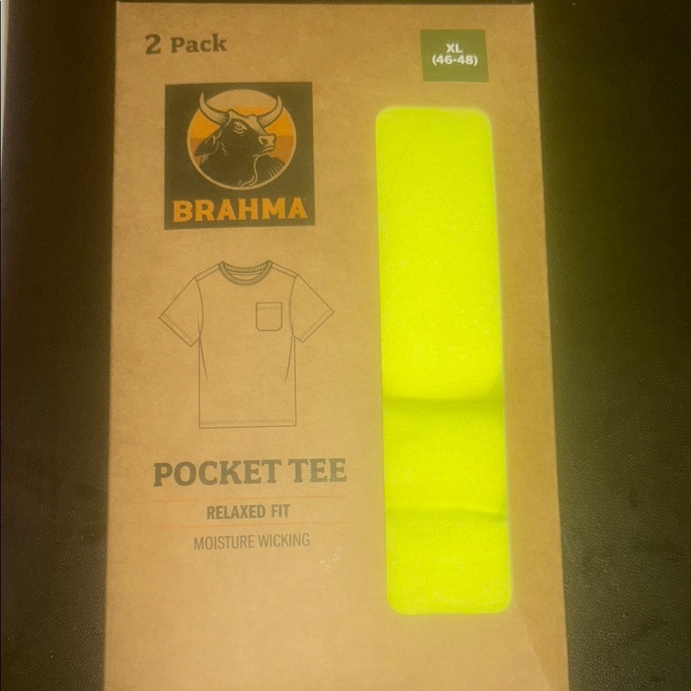 Brahma Neon Yellow Pocket Tee 2 Pack